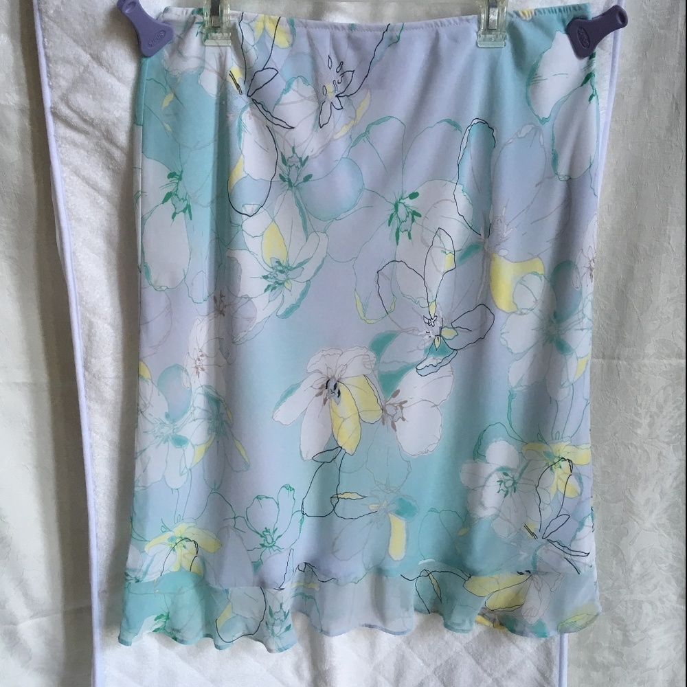 Lightweight blue green and yellow skirt